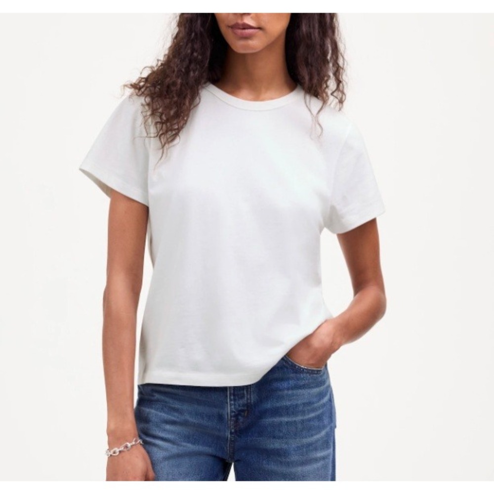 Madewell Allday Jersey Crewneck Tee Women XS White Short Sleeve Cotton T-Shirt